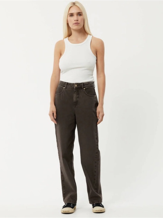 Afends Denim - Afends Shelby Organic Denim Wide Leg Jean Long / Faded Coffee Size 30